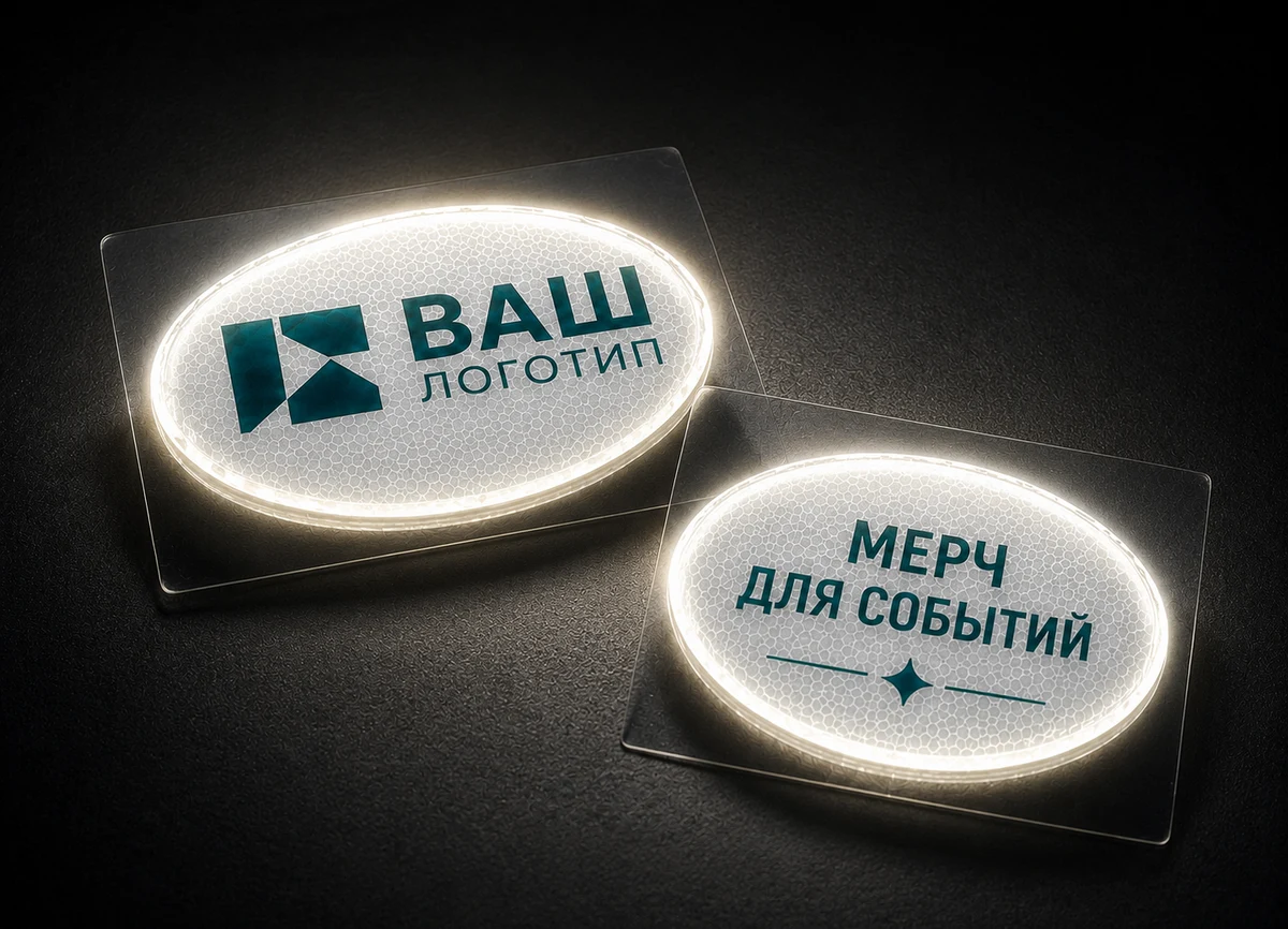 Светоотражающие наклейки с логотипом и надписью для мерча